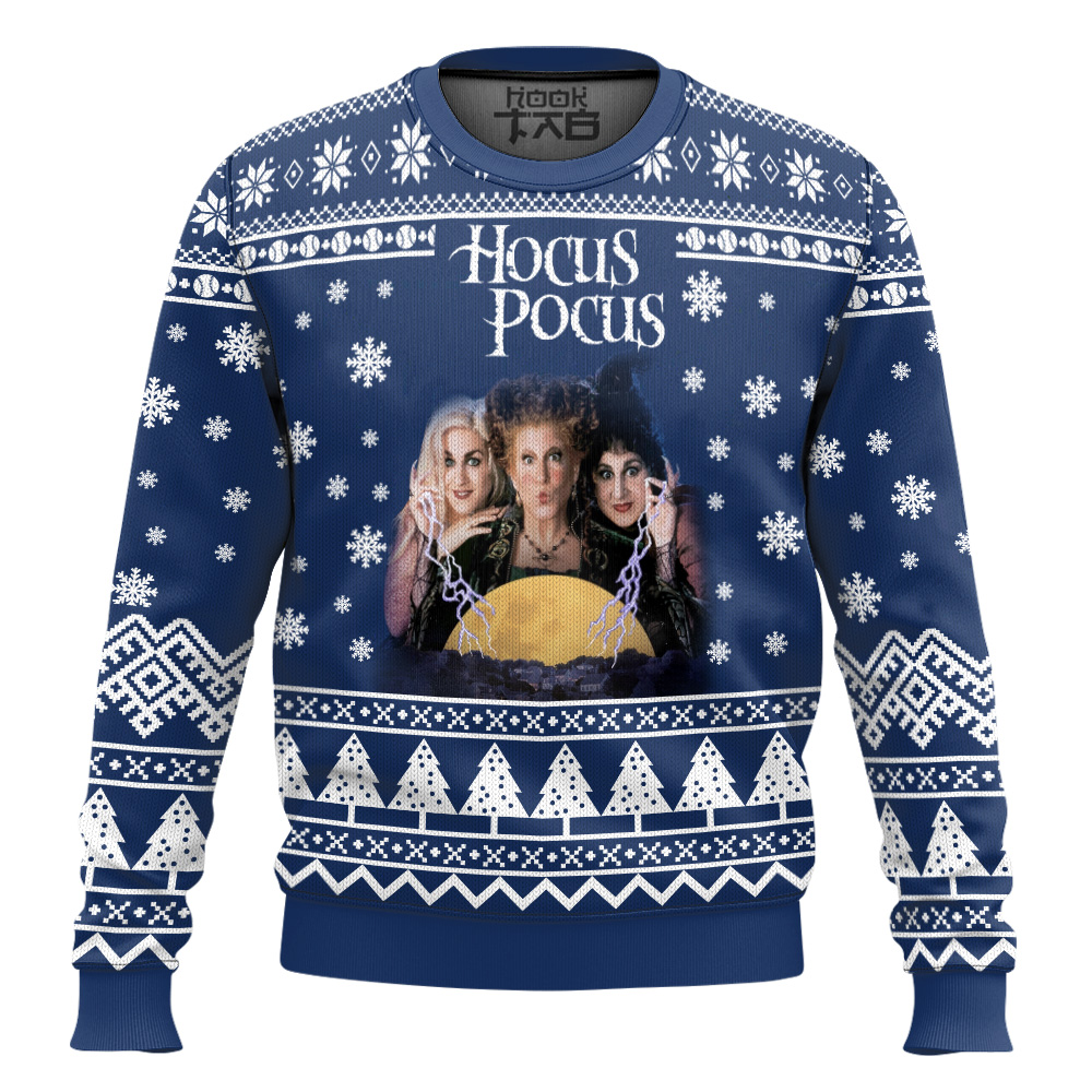 Hooktab Snowtime Hocus Pocus Ugly Christmas Sweater Hooktab Snowtime Hocus Pocus Ugly Christmas Sweater