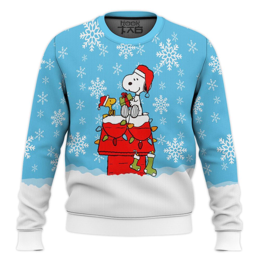Hooktab Snowy Roof The Charlie Brown and Snoopy Show Ugly Christmas Sweater Hooktab Snowy Roof The Charlie Brown and Snoopy Show Ugly Christmas Sweater