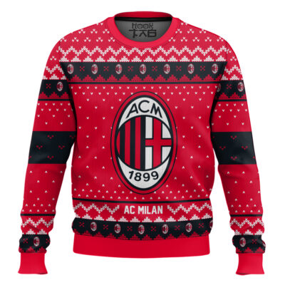 Soccer Ac Milan Custom Name And Number Ugly Christmas Sweater