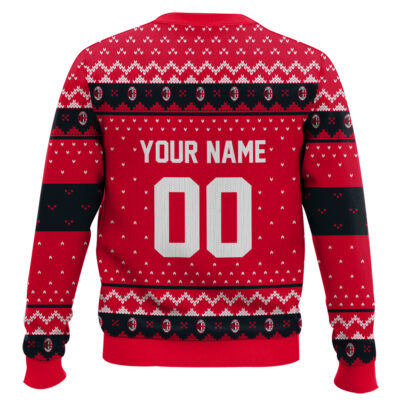 Hooktab Soccer Ac Milan Custom Name And Number Ugly Christmas Sweater