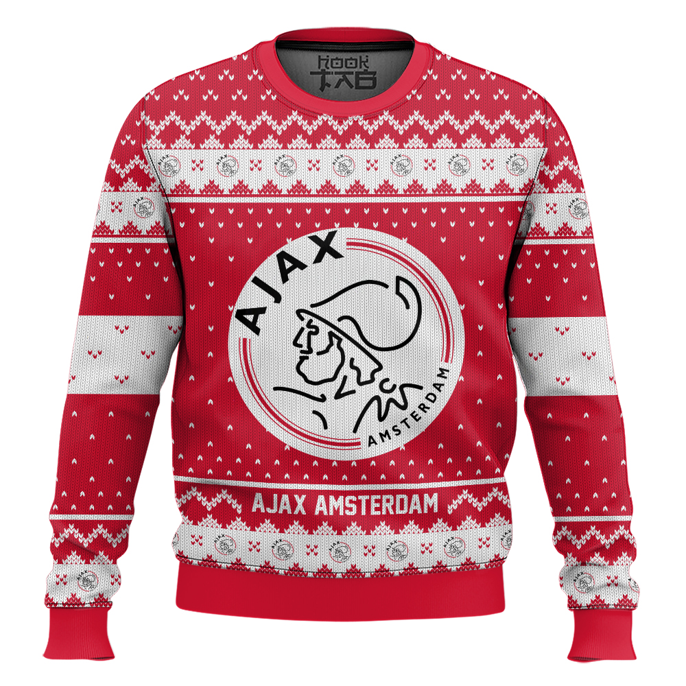 Hooktab Soccer Ajax Amsterdam Custom Name And Number Ugly Christmas Sweater Hooktab Soccer Ajax Amsterdam Custom Name And Number Ugly Christmas Sweater