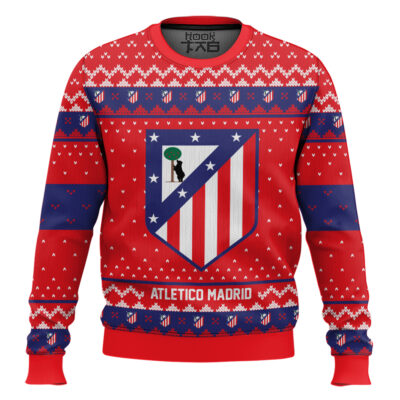 Soccer Atlético Madrid Custom Name And Number Ugly Christmas Sweater