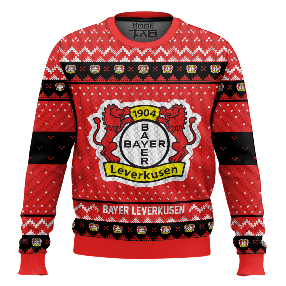 Hooktab Soccer Bayer Leverkusen Custom Name And Number Ugly Christmas Sweater Hooktab Soccer Bayer Leverkusen Custom Name And Number Ugly Christmas Sweater