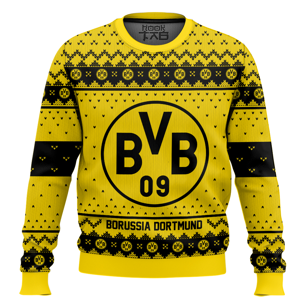 Hooktab Soccer Borussia Dortmund Custom Name And Number Ugly Christmas Sweater Hooktab Soccer Borussia Dortmund Custom Name And Number Ugly Christmas Sweater