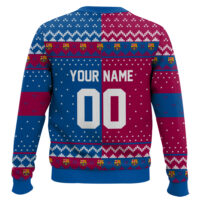 Hooktab Soccer FC Barcelona Custom Name And Number Ugly Christmas Sweater