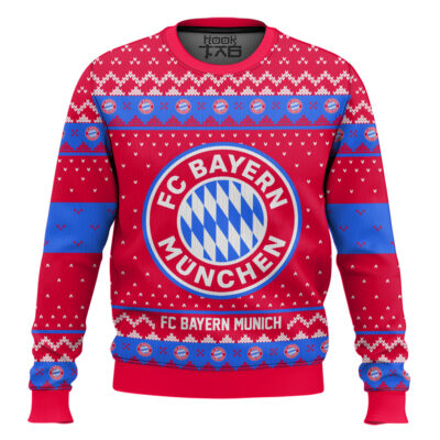 Soccer FC Bayern Munich Custom Name And Number Ugly Christmas Sweater