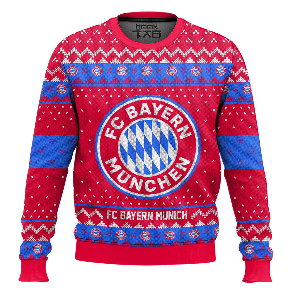 Hooktab Soccer FC Bayern Munich Custom Name And Number Ugly Christmas Sweater Hooktab Soccer FC Bayern Munich Custom Name And Number Ugly Christmas Sweater