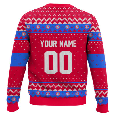 Hooktab Soccer FC Bayern Munich Custom Name And Number Ugly Christmas Sweater
