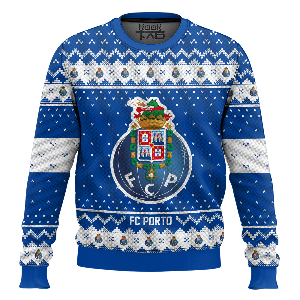 Hooktab Soccer FC Porto Custom Name And Number Ugly Christmas Sweater Hooktab Soccer FC Porto Custom Name And Number Ugly Christmas Sweater