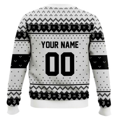 Hooktab Soccer Juventus FC Custom Name And Number Ugly Christmas Sweater