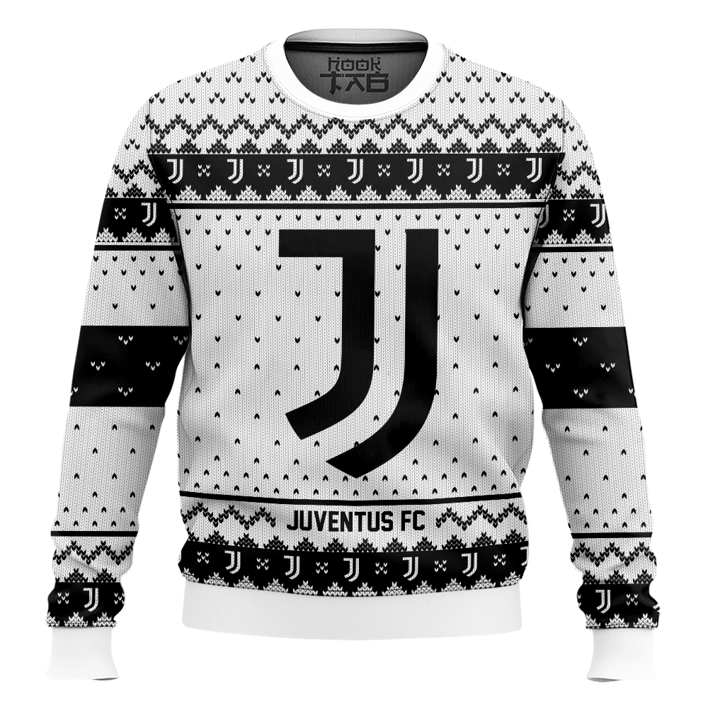Hooktab Soccer Juventus FC Custom Name And Number Ugly Christmas Sweater Hooktab Soccer Juventus FC Custom Name And Number Ugly Christmas Sweater