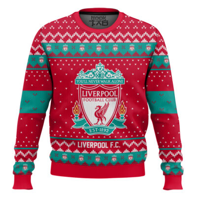 Soccer Liverpool F.C. Custom Name And Number Ugly Christmas Sweater