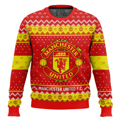 Soccer Manchester United F.C. Custom Name And Number Ugly Christmas Sweater