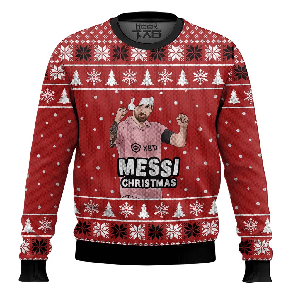 Hooktab Soccer Messi Christmas Ugly Christmas Sweater Hooktab Soccer Messi Christmas Ugly Christmas Sweater