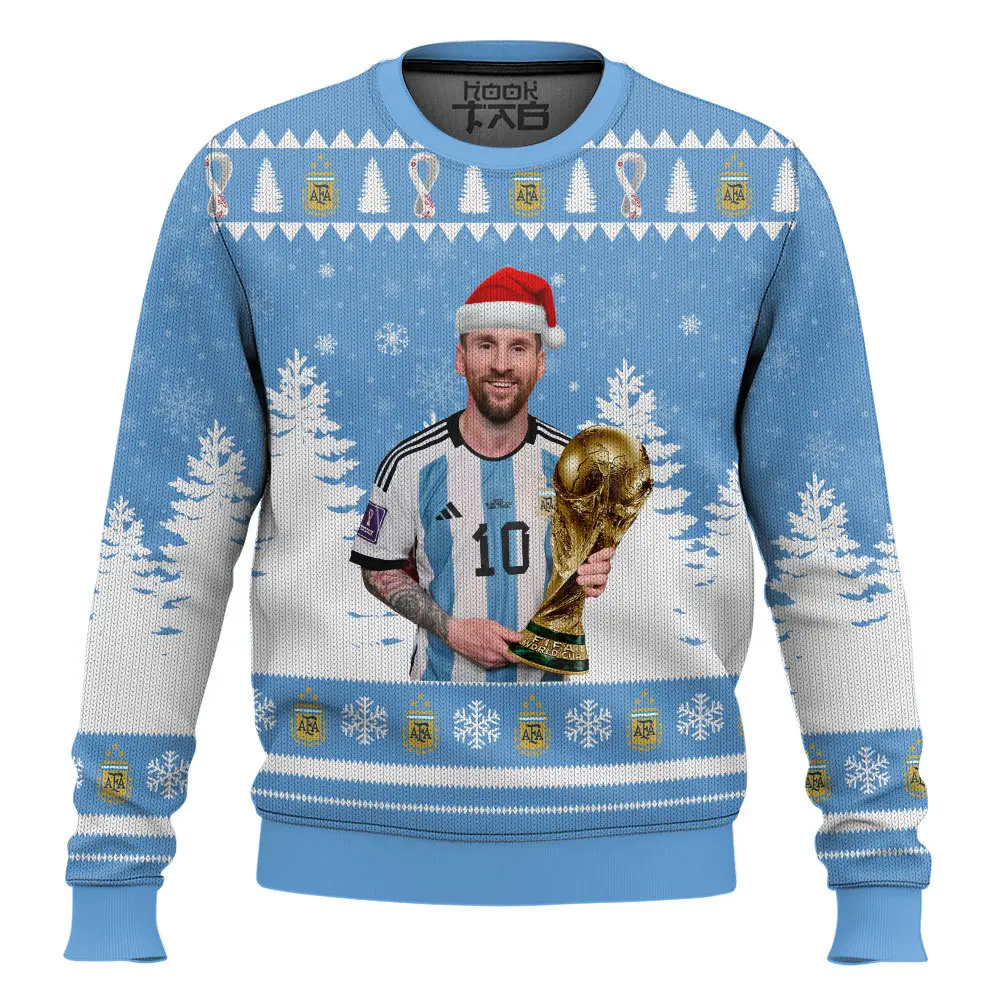Hooktab Soccer Messi Worldcup Champion Ugly Christmas Sweater Hooktab Soccer Messi Worldcup Champion Ugly Christmas Sweater