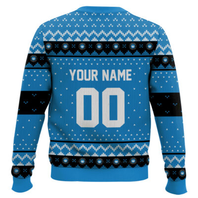 Hooktab Soccer MLS Charlotte FC Custom Name And Number Ugly Christmas Sweater