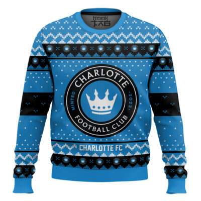 Soccer MLS Charlotte FC Custom Name And Number Ugly Christmas Sweater
