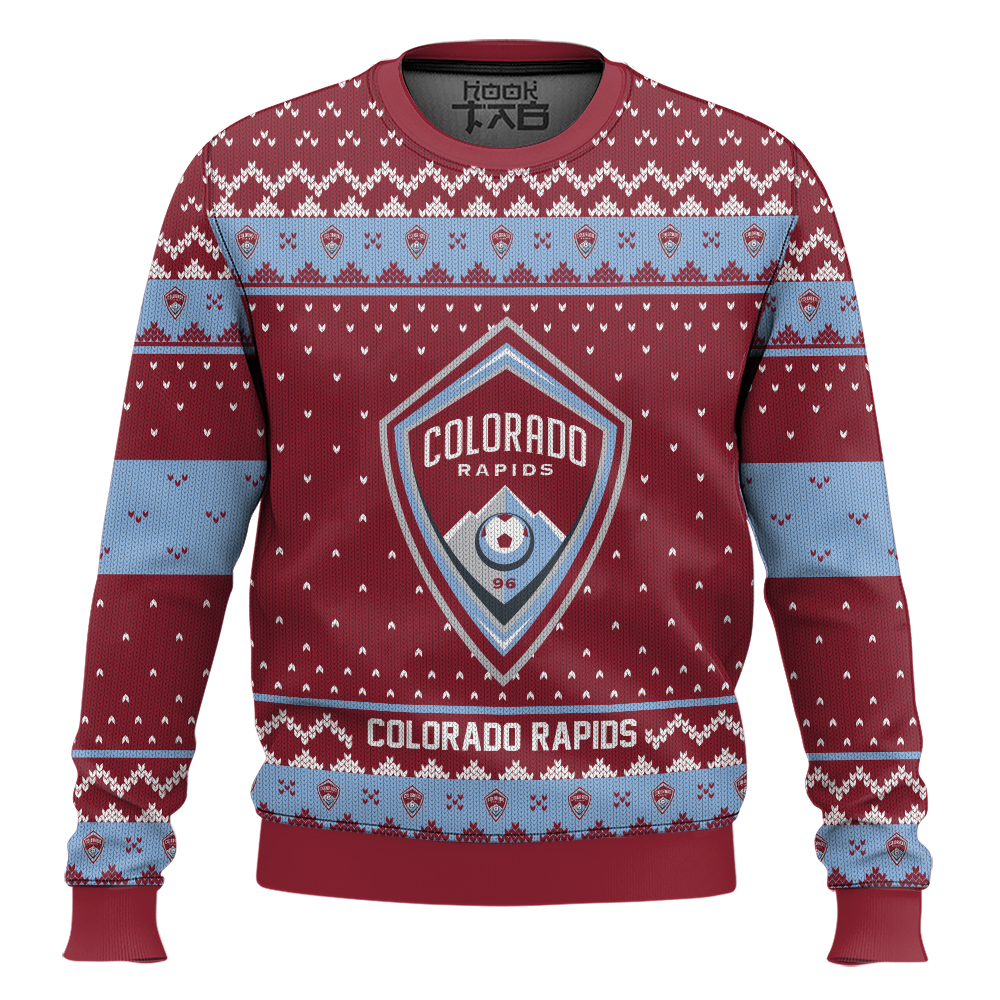 Hooktab Soccer MLS Colorado Rapids Custom Name And Number Ugly Christmas Sweater Hooktab Soccer MLS Colorado Rapids Custom Name And Number Ugly Christmas Sweater