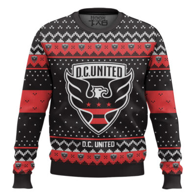 Soccer MLS D.C. United Custom Name And Number Ugly Christmas Sweater