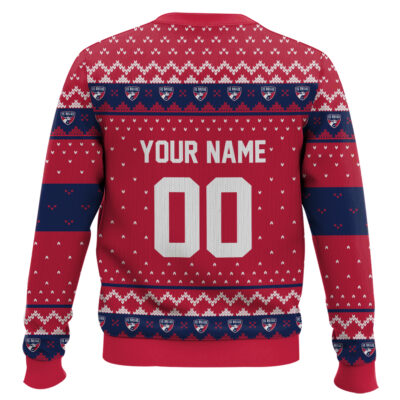 Hooktab Soccer MLS FC Dallas Custom Name And Number Ugly Christmas Sweater