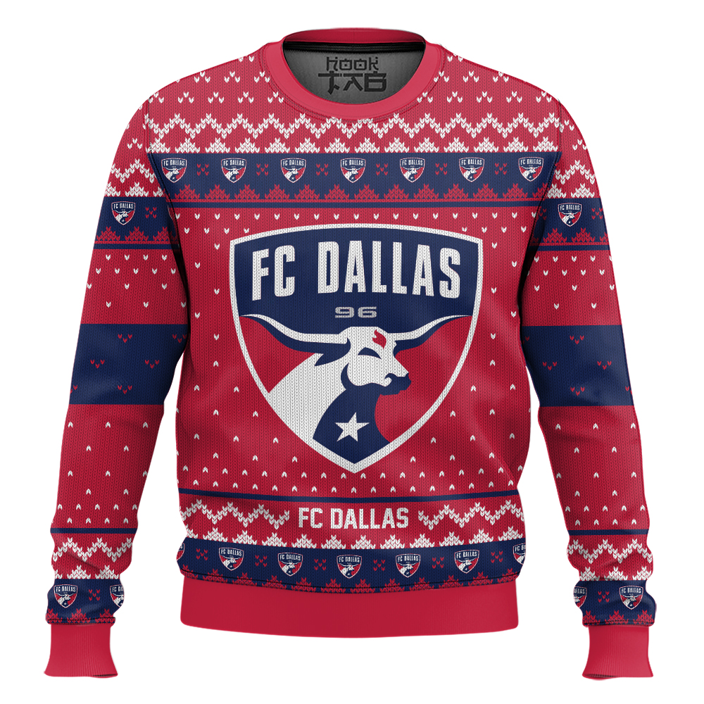 Hooktab Soccer MLS FC Dallas Custom Name And Number Ugly Christmas Sweater Hooktab Soccer MLS FC Dallas Custom Name And Number Ugly Christmas Sweater