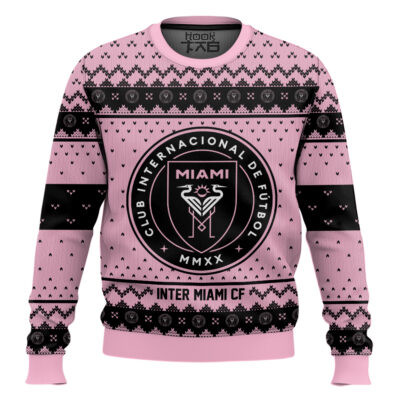Soccer MLS Inter Miami CF Custom Name And Number Ugly Christmas Sweater