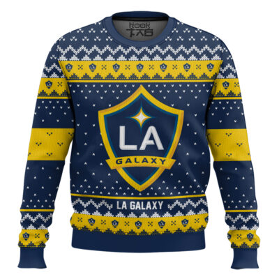 Soccer MLS La Galaxy Custom Name And Number Ugly Christmas Sweater