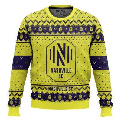 Soccer MLS Nashville SC Custom Name And Number Ugly Christmas Sweater
