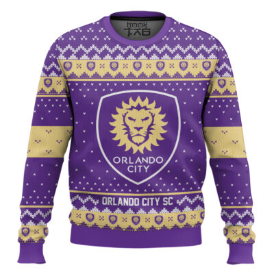 Soccer MLS Orlando City SC Custom Name And Number Ugly Christmas Sweater