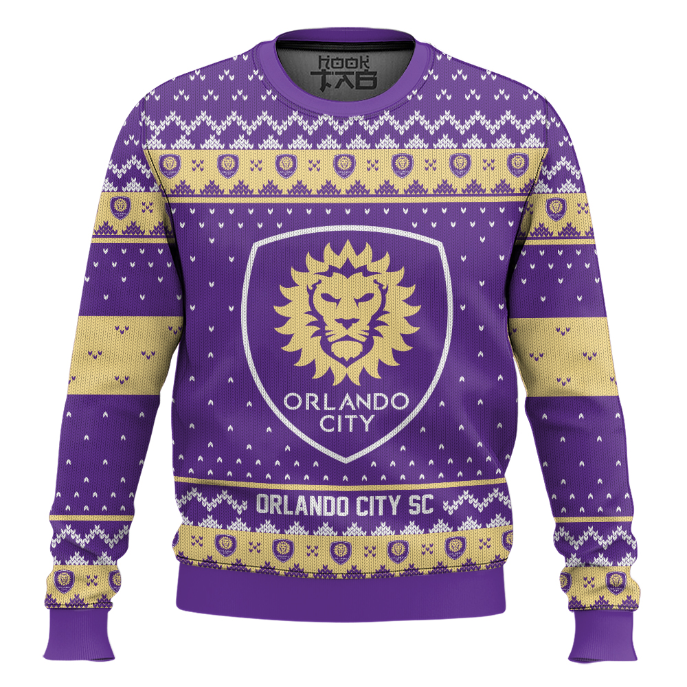 Hooktab Soccer MLS Orlando City SC Custom Name And Number Ugly Christmas Sweater Hooktab Soccer MLS Orlando City SC Custom Name And Number Ugly Christmas Sweater