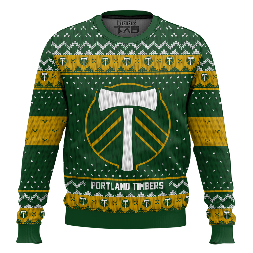 Hooktab Soccer MLS Portland Timbers Custom Name And Number Ugly Christmas Sweater Hooktab Soccer MLS Portland Timbers Custom Name And Number Ugly Christmas Sweater