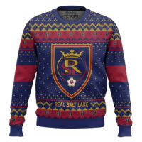 Hooktab Soccer MLS Real Salt Lake Custom Name And Number Ugly Christmas Sweater