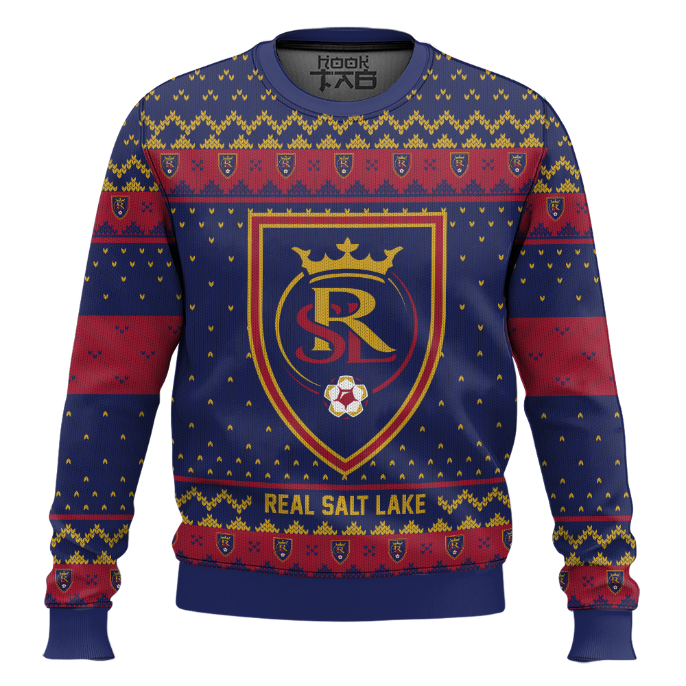 Hooktab Soccer MLS Real Salt Lake Custom Name And Number Ugly Christmas Sweater Hooktab Soccer MLS Real Salt Lake Custom Name And Number Ugly Christmas Sweater