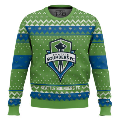 Soccer MLS Seattle Sounders FC Custom Name And Number Ugly Christmas Sweater