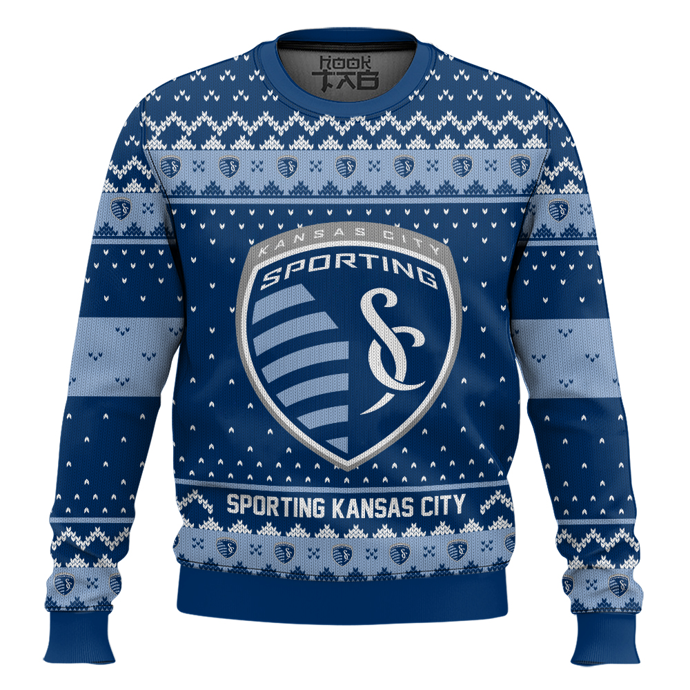 Hooktab Soccer MLS Sporting Kansas City Custom Name And Number Ugly Christmas Sweater Hooktab Soccer MLS Sporting Kansas City Custom Name And Number Ugly Christmas Sweater