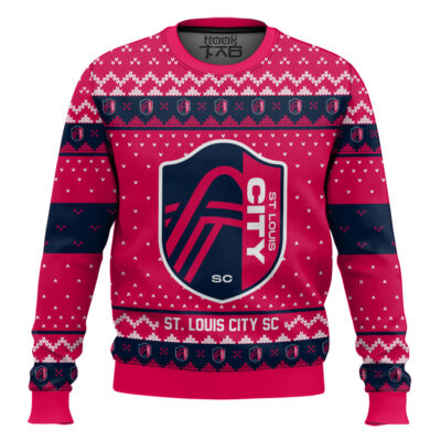 Soccer MLS St. Louis City SC Custom Name And Number Ugly Christmas Sweater