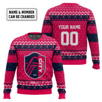 Hooktab Soccer MLS St. Louis City SC Custom Name And Number Ugly Christmas Sweater