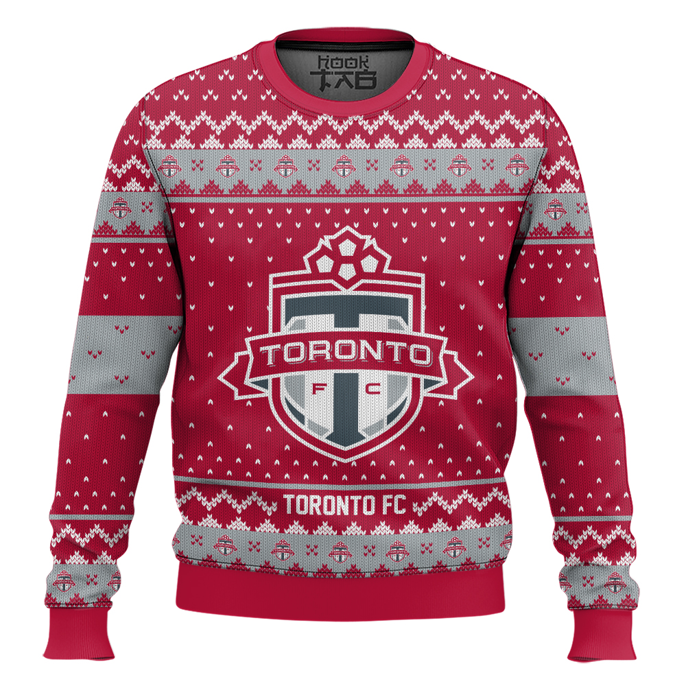 Hooktab Soccer MLS Toronto FC Custom Name And Number Ugly Christmas Sweater Hooktab Soccer MLS Toronto FC Custom Name And Number Ugly Christmas Sweater
