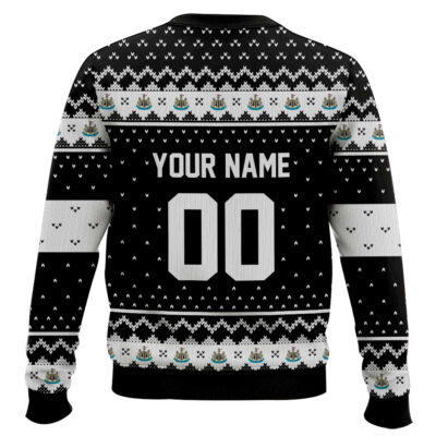 Hooktab Soccer Newcastle United F.C. Custom Name And Number Ugly Christmas Sweater