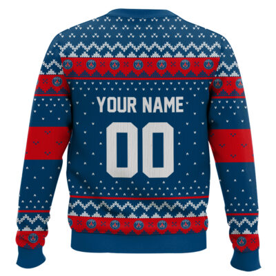 Hooktab Soccer Paris Saint-germain FC Custom Name And Number Ugly Christmas Sweater