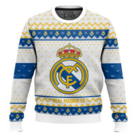 Hooktab Soccer Real Madrid CF Custom Name And Number Ugly Christmas Sweater