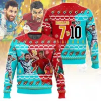 Hooktab Soccer Ronaldo VS Messi Ugly Christmas Sweater