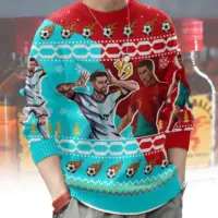Hooktab Soccer Ronaldo VS Messi Ugly Christmas Sweater