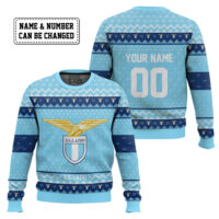 Hooktab Soccer S.S. Lazio Custom Name And Number Ugly Christmas Sweater