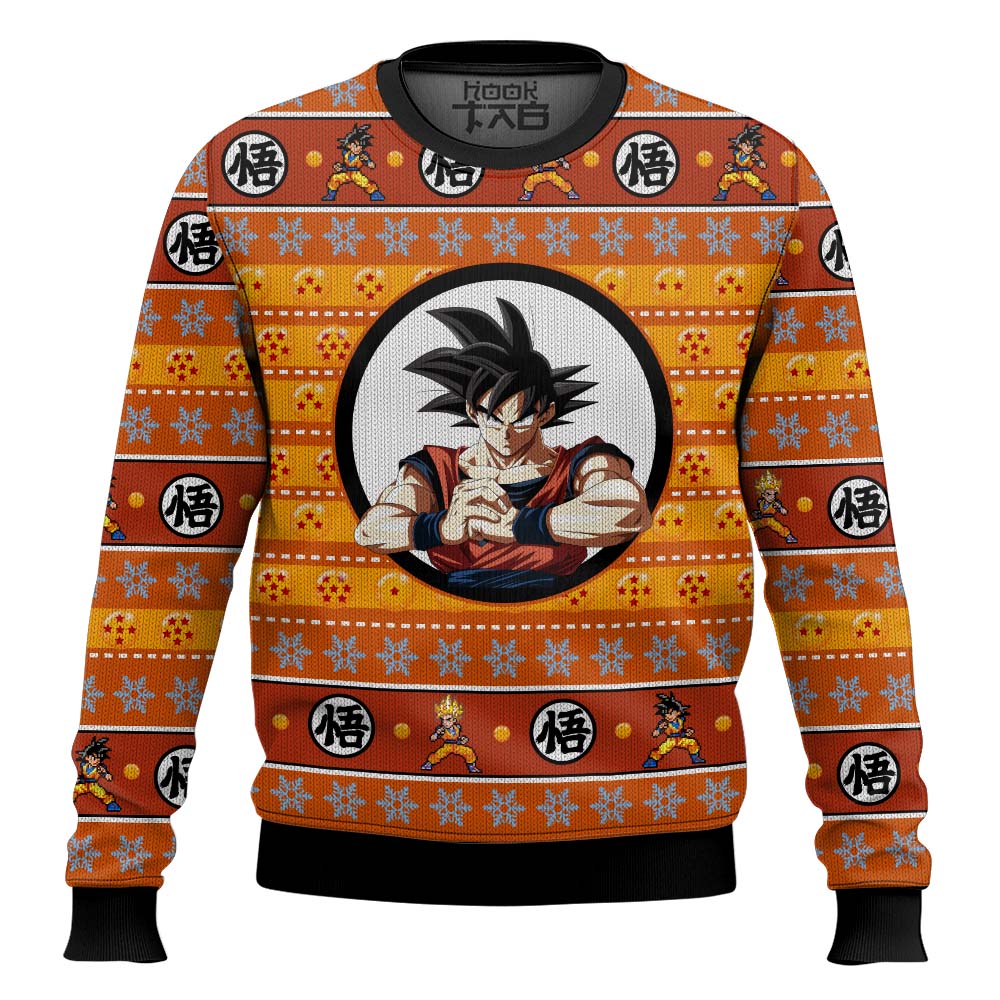 Hooktab Son Goku Dragon Ball Z Ugly Christmas Sweater Hooktab Son Goku Dragon Ball Z Ugly Christmas Sweater