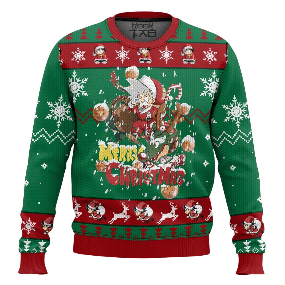 Hooktab Son Goku Merry Christmas Dragon Ball Ugly Christmas Sweater Hooktab Son Goku Merry Christmas Dragon Ball Ugly Christmas Sweater
