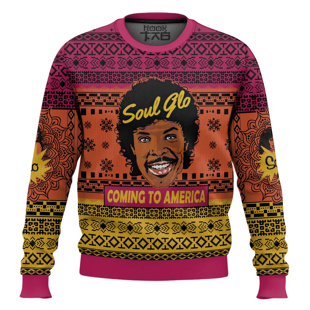 Hooktab Soul Glo Coming To America Ugly Christmas Sweater Hooktab Soul Glo Coming To America Ugly Christmas Sweater