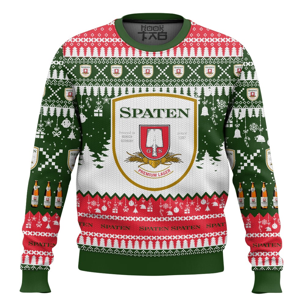 Hooktab Spaten German Beer Ugly Christmas Sweater Hooktab Spaten German Beer Ugly Christmas Sweater