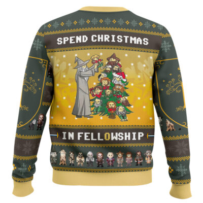 Hooktab Spend Christmas In Fellowship The Lord Of The Rings Ugly Christmas Sweater