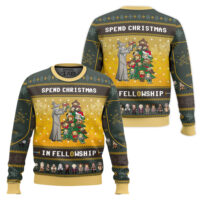 Hooktab Spend Christmas In Fellowship The Lord Of The Rings Ugly Christmas Sweater